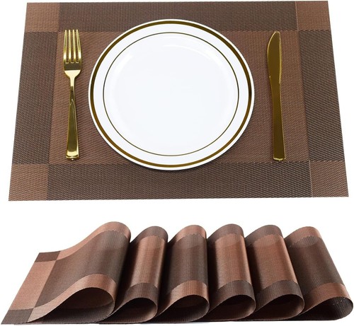 Brown pvc placemats set 6 - set,